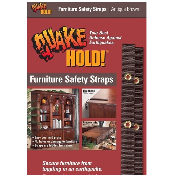 Quake Hold Furniture Straps Model 4162, Antique Brown 2-Pack, Made In USA - Picture 14 of 14